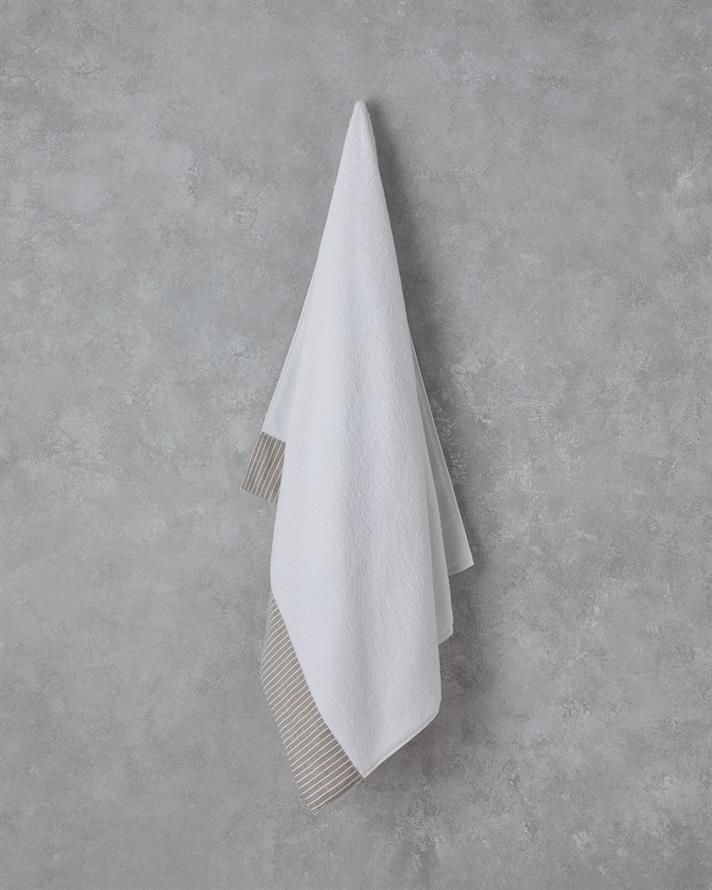 Natural Stripe Cu Bumbac Prosop De Baie 90x150 cm Alb