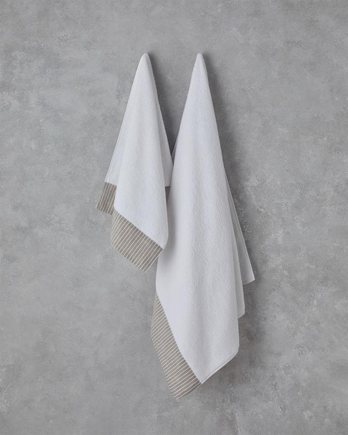 Natural Stripe Cu Bumbac Prosop De Față 50x90 cm Alb