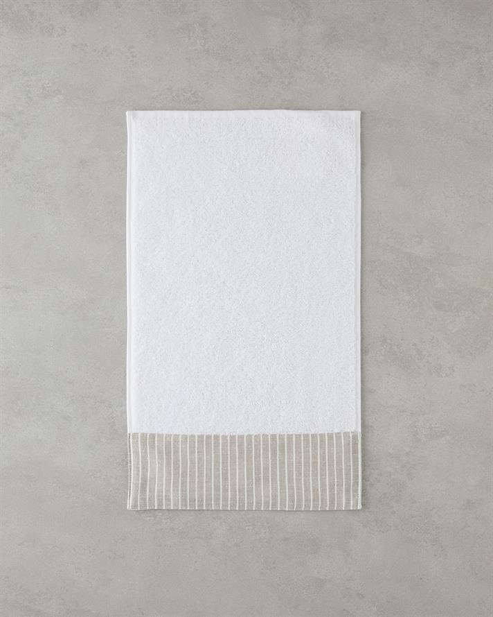 Natural Stripe Cu Bumbac Prosop De Mâini 30x50 cm Alb