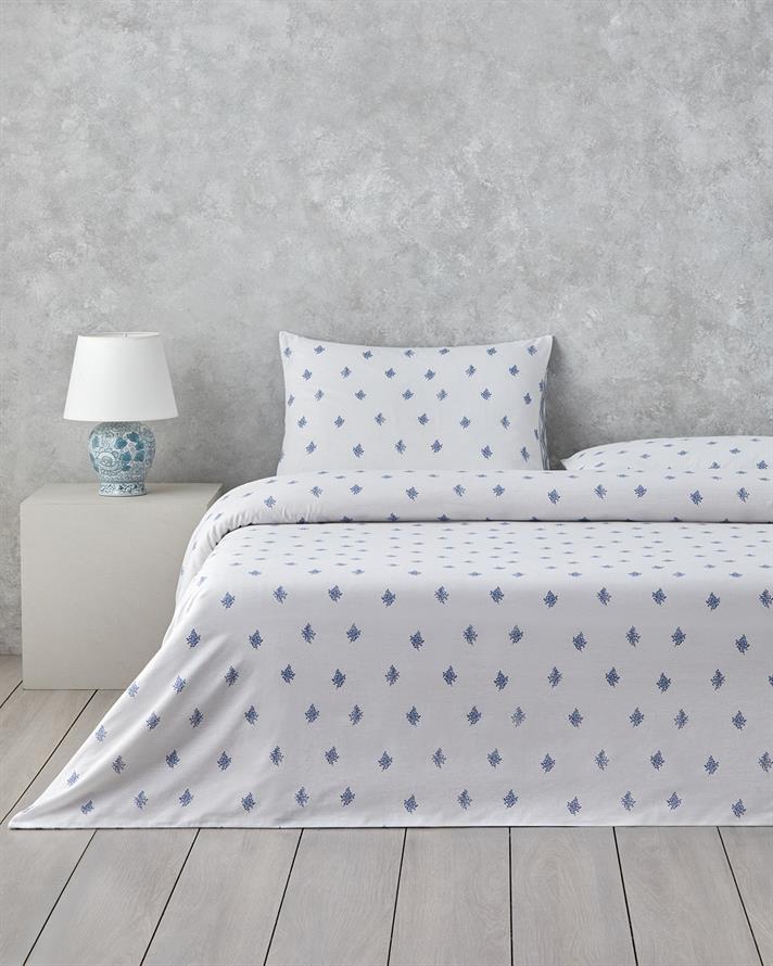 Floral Tides Cu Bumbac Single Set Lenjerie De Pat 160x220 cm Albastru