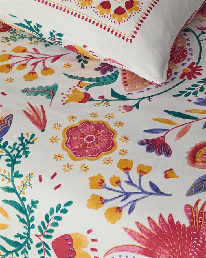 Folk Dream Cu Bumbac Single Set Lenjerie De Pat 160x220 cm Roz