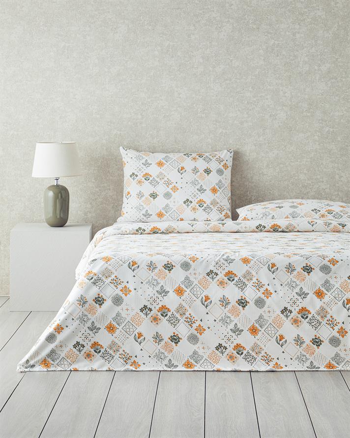 Set husa de pilota cu fata de perna, pentru o persoana, Vintage Argyle, bumbac, 160x220 cm/50x70 cm, verde-galben