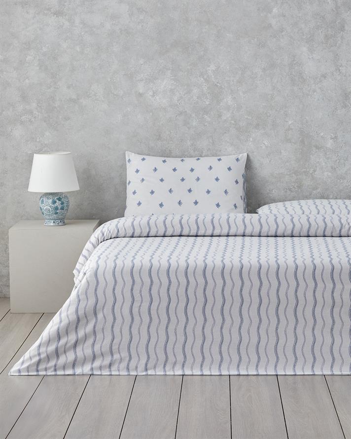 Floral Tides Cu Bumbac Single Set Lenjerie De Pat 160x220 cm Albastru