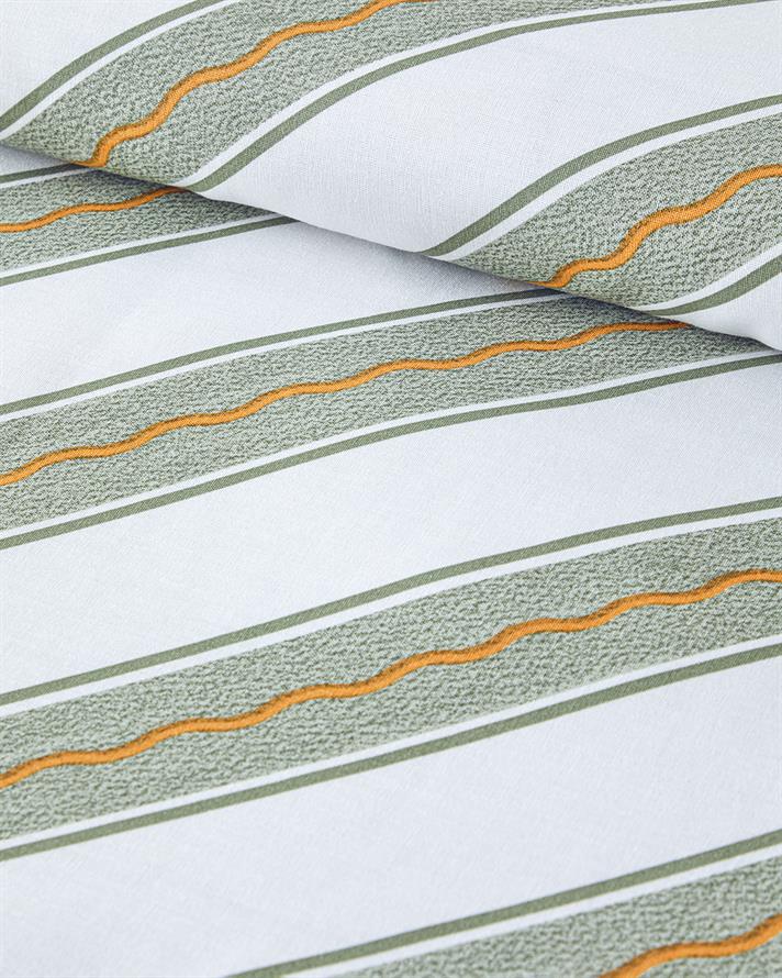 Set husa de pilota cu fata de perna, pentru o persoana, Ornament Blossom, bumbac, 160x220 cm/50x70 cm, verde-galben