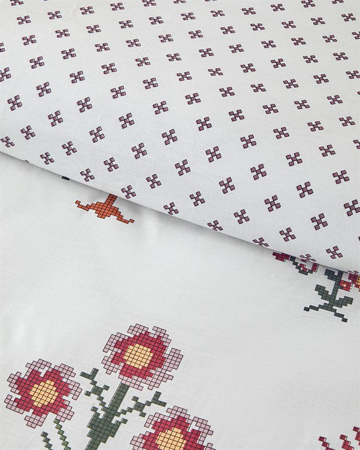 Set husa de pilota cu fata de perna, pentru o persoana, Etamine Flower, bumbac, 160x220 cm/50x70 cm, roz