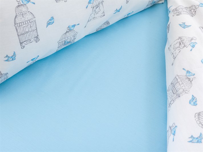 cușcă Bumbac Double Set Lenjerie De Pat 200x220 cm Albastru