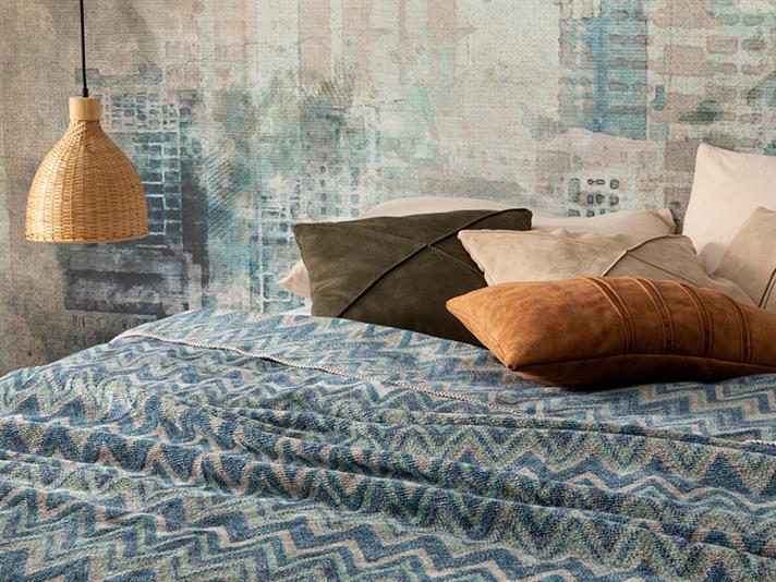 Cult Zigzag Cu Bumbac Double Pătură 200x220 cm Albastru