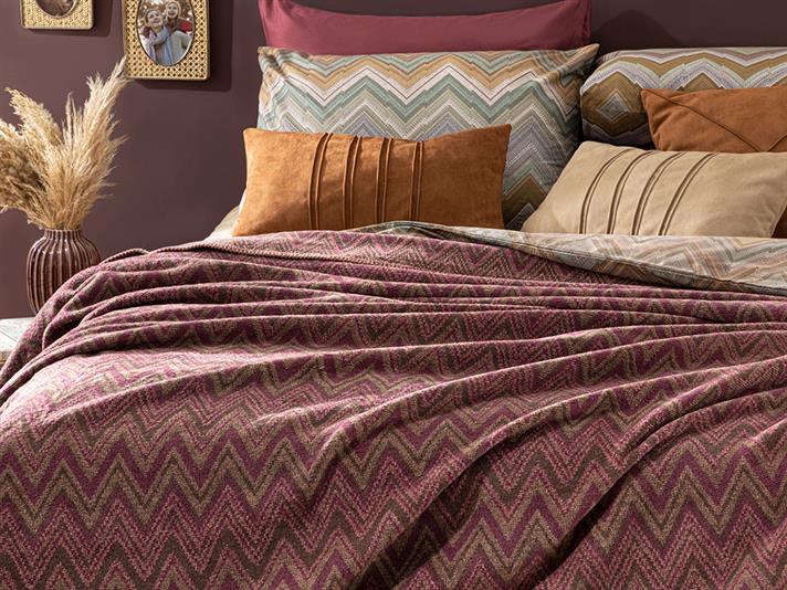Cult Zigzag Cu Bumbac Single Pătură 150x200 cm mov