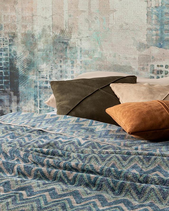 Cult Zigzag Cu Bumbac Single Pătură 150x200 cm Albastru