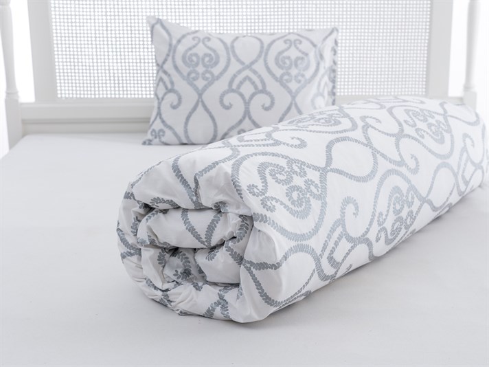 Curlicue Cu Bumbac Single Lenjerie De Pat 160x220 cm Argintiu