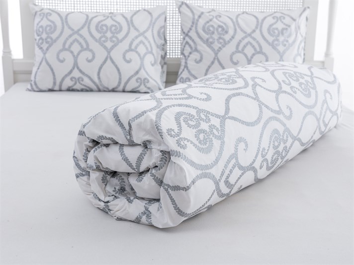 Curlicue Cu Bumbac Double Lenjerie De Pat 200x220 cm Argintiu