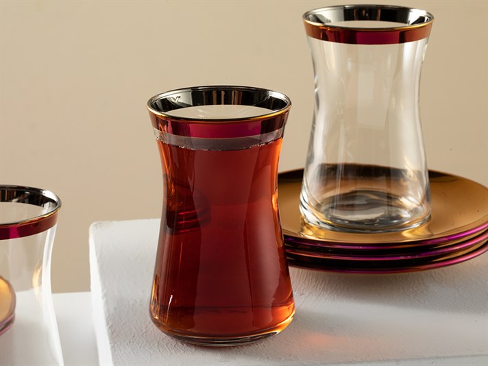 Bailey Glass 12 Pieces 6 Servings Tea Set 95 ml Cherry