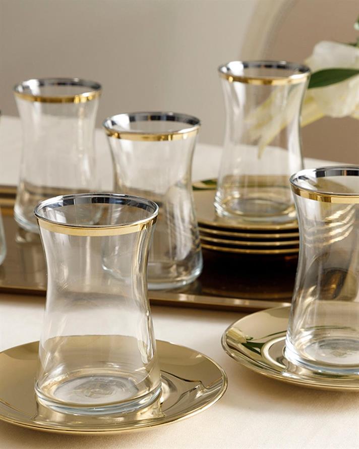 Bailey Glass 6 pcs Tea Set 95 ml Gold