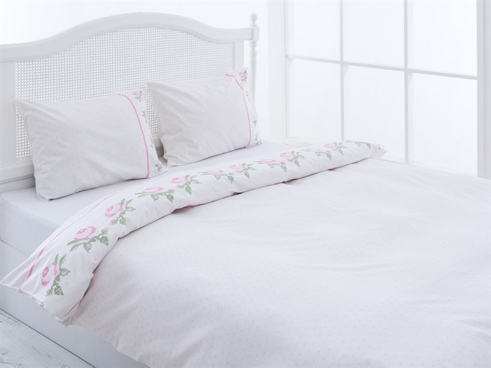 Cusatura de trandafir Cu Bumbac Double Lenjerie De Pat 200x220 cm Roz