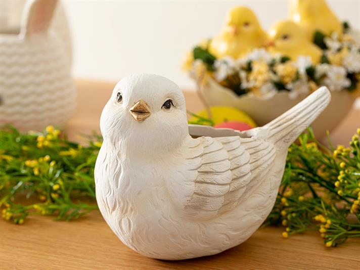 Figurină decorativă, Cute Birds, polirăsină, 15.7x9.2x12 cm, alb