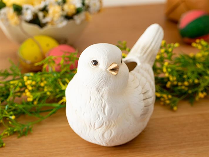 Figurină decorativă, Cute Birds, polirăsină, 15.7x9.2x12 cm, alb