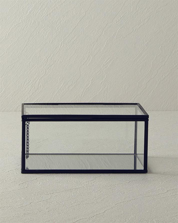 Cutie decorativă, Glossy, sticlă, 18x13x8 cm, negru