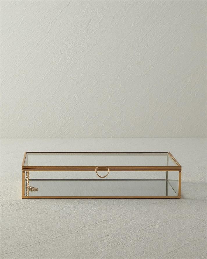 Cutie decorativă, Glossy, sticlă, 27x15x5,5 cm, auriu