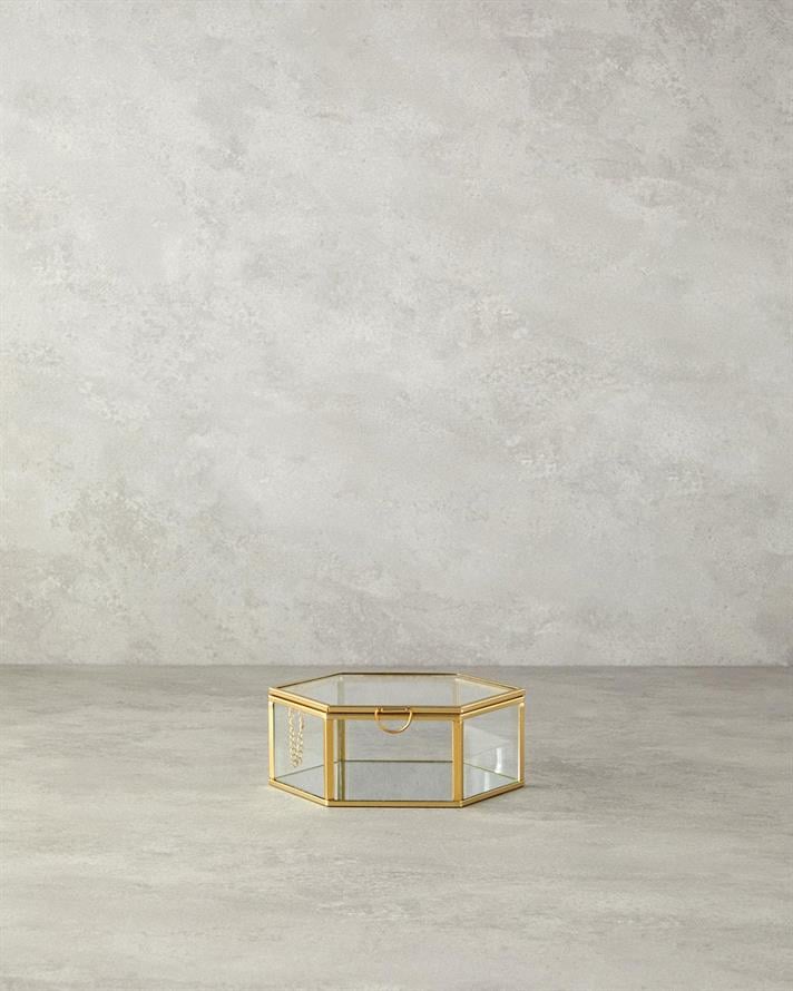 Deluxe Glass Decorative Box 25x25x10 cm Gold