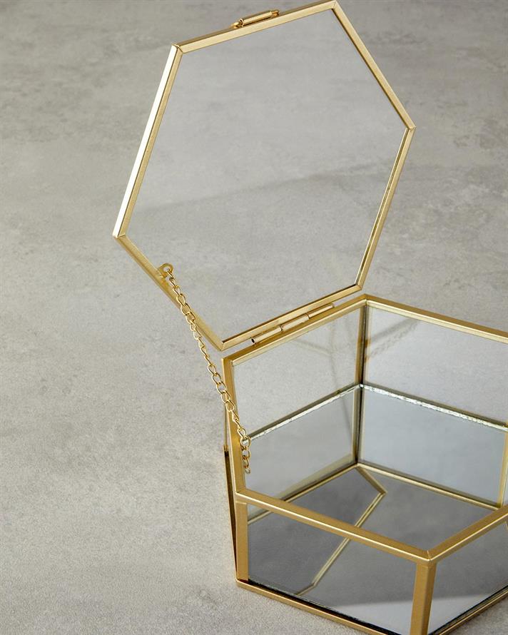 Deluxe Glass Decorative Box 25x25x10 cm Gold