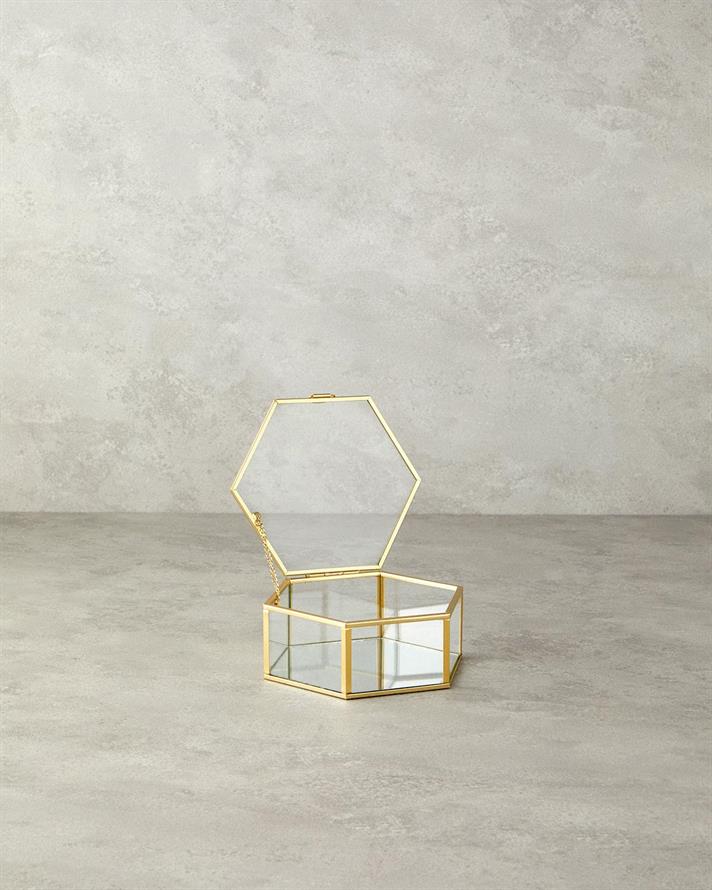 Deluxe Glass Decorative Box 25x25x10 cm Gold