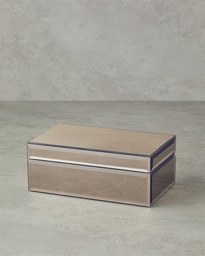 Cutie decorativa oglinda, Kate, sticla, 21x13x8,5 cm, bronz