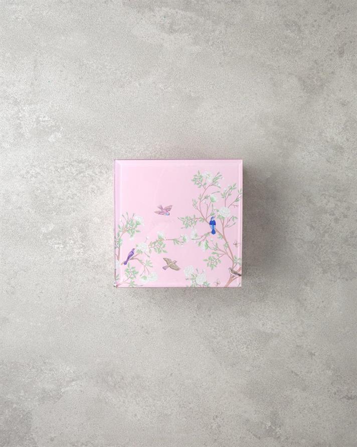 Cutie decorativa, Sakura Garden, sticla, 21x13x8,5 cm, roz pudra