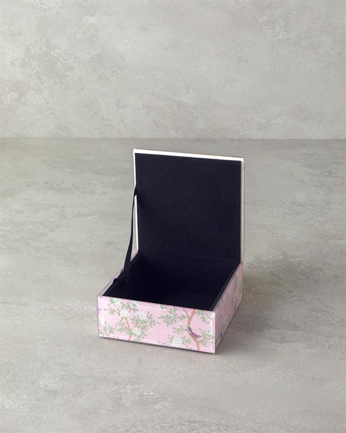 Cutie decorativa, Sakura Garden, sticla, 21x13x8,5 cm, roz pudra