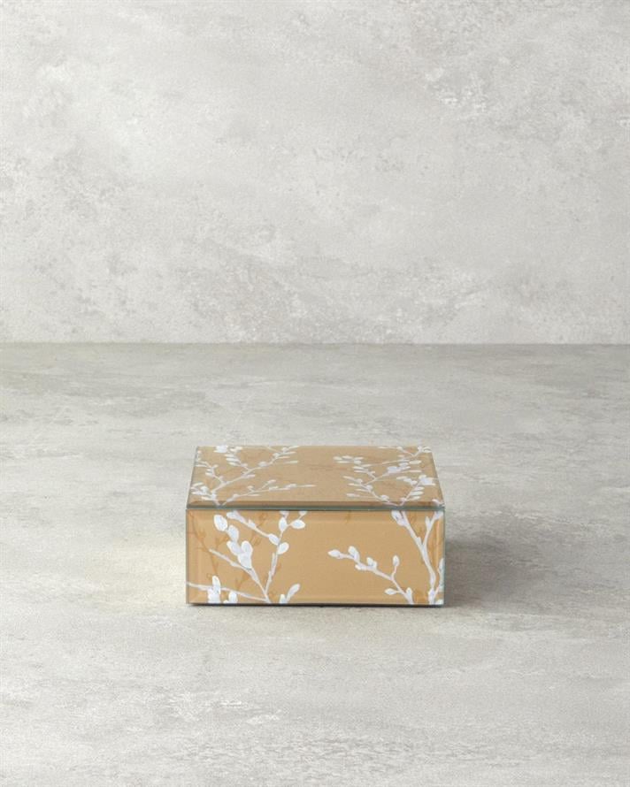 Grădina Sakura Sticlă Cutie Decorativă 12x12x5,3 cm Bej