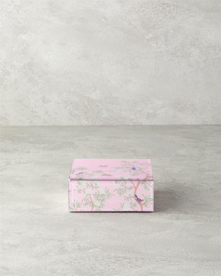Cutie decorativa, Sakura Garden, sticla, 21x13x8,5 cm, roz pudra