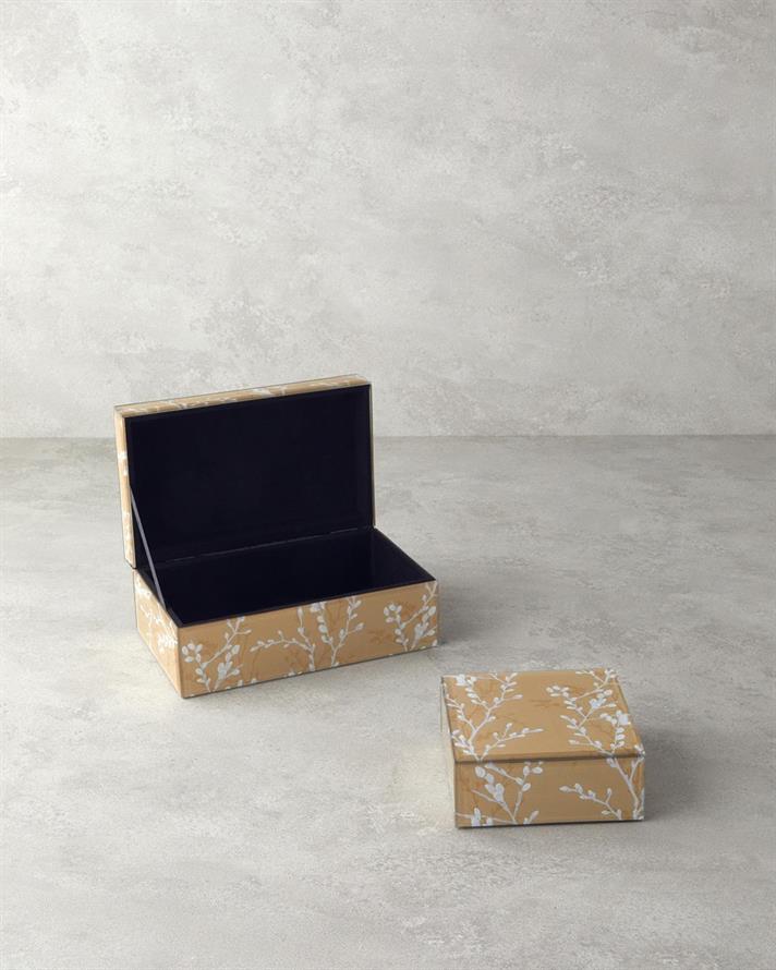 Grădina Sakura Sticlă Cutie Decorativă 12x12x5,3 cm Bej