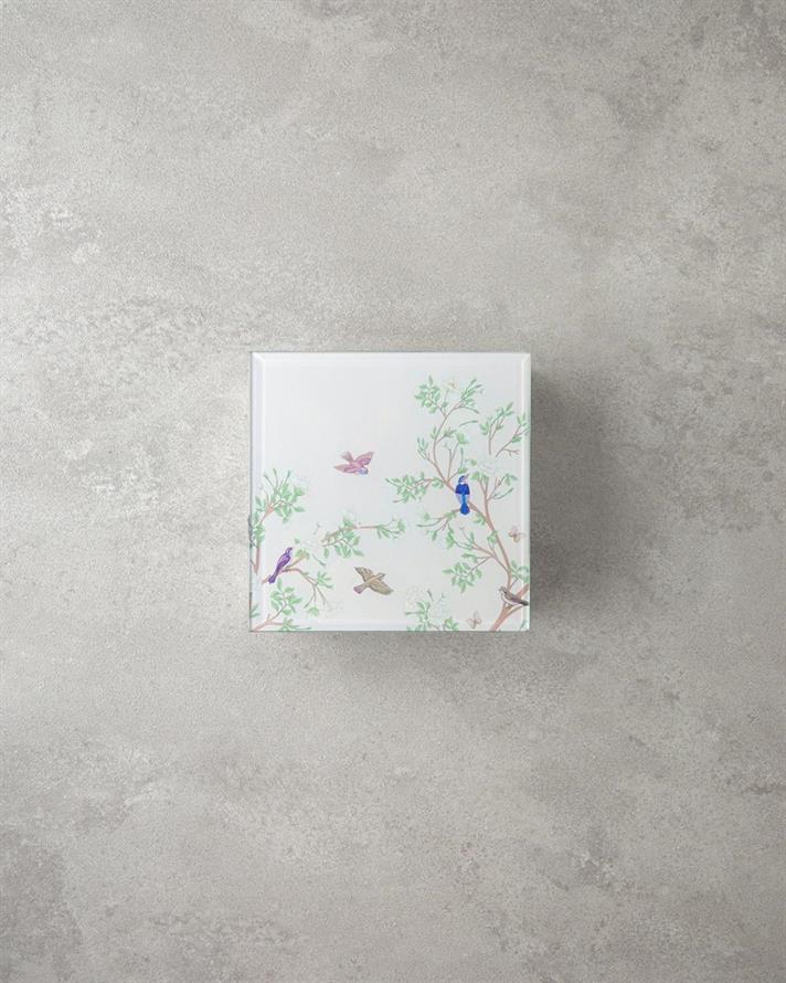 Grădina Sakura Sticlă Cutie Decorativă 21x13x8,5 cm Cremă.