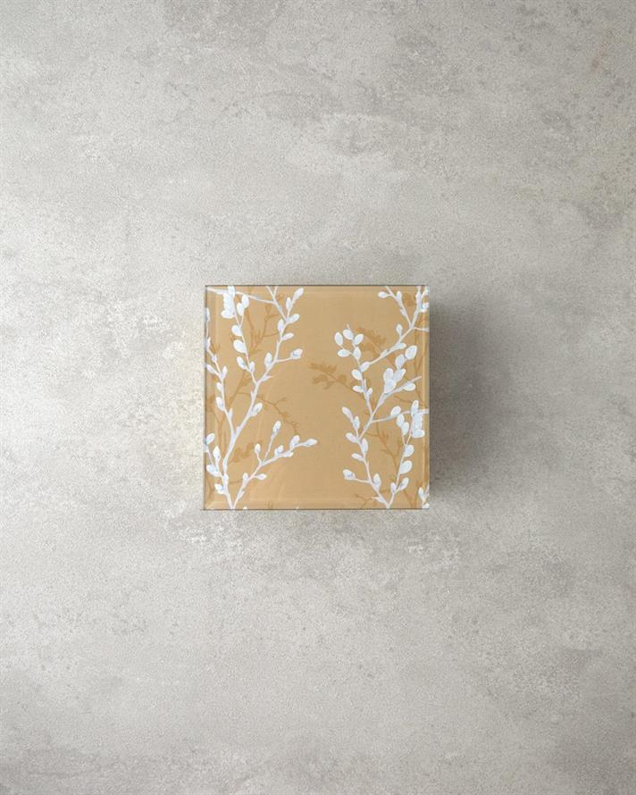 Grădina Sakura Sticlă Cutie Decorativă 12x12x5,3 cm Bej