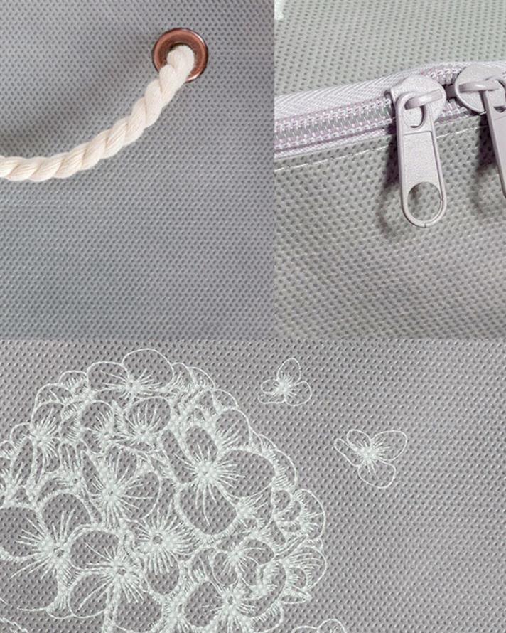 Cutie depozitare textile, Hortensia, polipropilena, 64x41x35 cm, gri