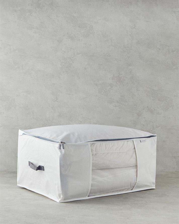 Cutie depozitare textile, Tiara, poliester, 100x45x14 cm, alb