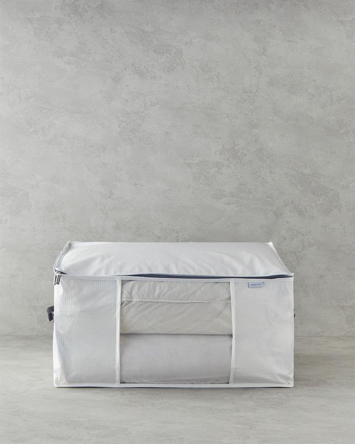 Cutie depozitare textile, Tiara, poliester, 100x45x14 cm, alb