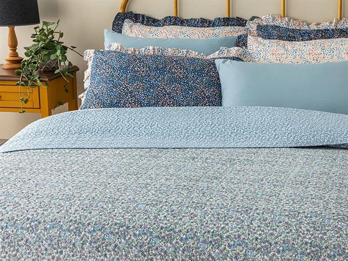 Cuvertură Pat Cu Două Fețe, Pentru O Persoană, Sky Garden, Poliester, 160x220 Cm, Bleu