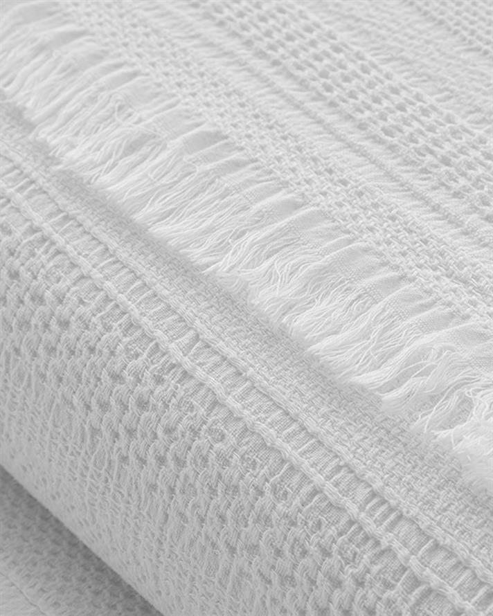 Jacquard Cotton Double Person Bed Cover 220x240 cm White