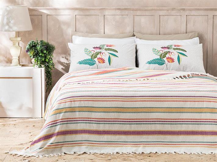 Cuvertură pat, King size, Laria, bumbac-acril, 240x260 cm, portocaliu