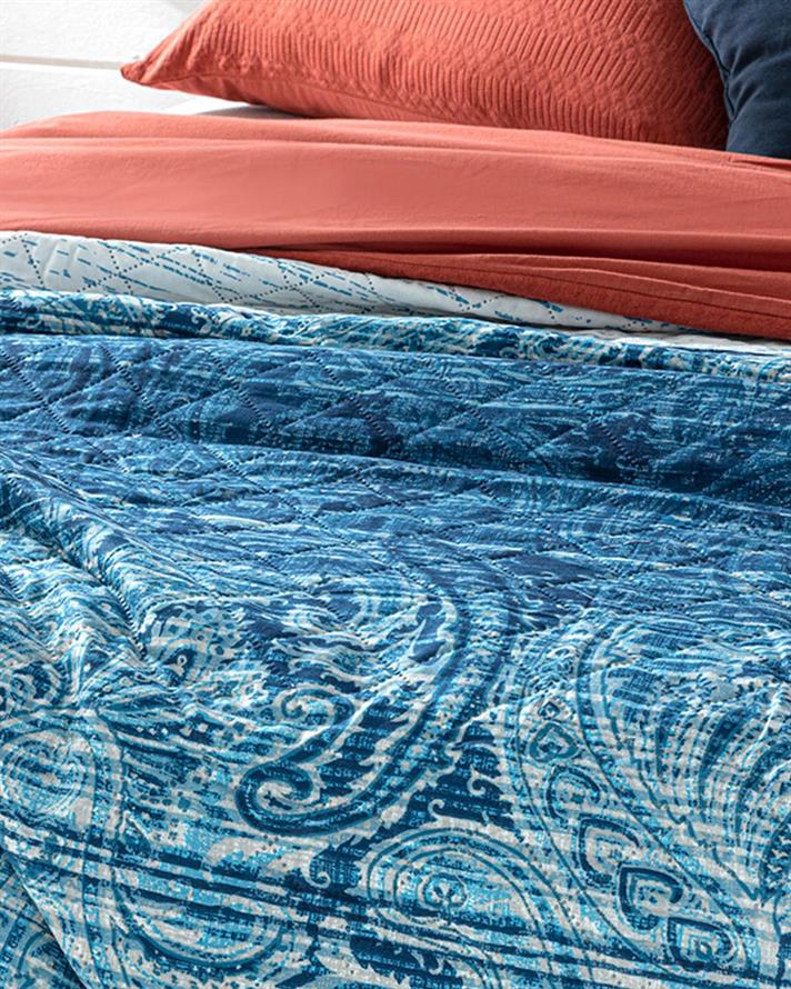 Cuvertură pat, pentru două persoane, Anhinga, poliester, 200x220 cm, bleumarin