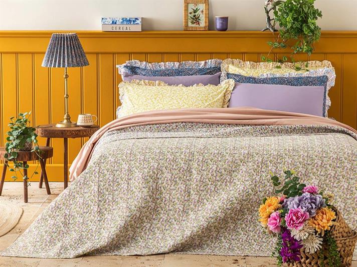 Colorful Bouquet Double Person Multi-Purposed Quilt 200x220 cm Lilac.