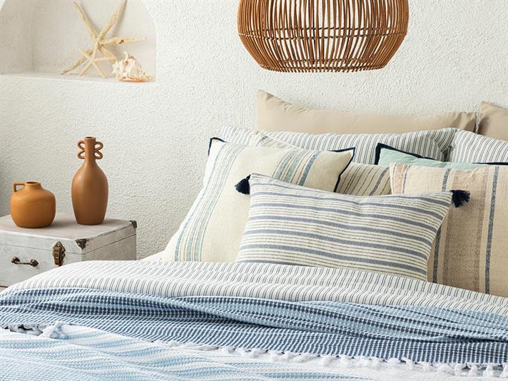 Cuvertură pat, pentru o persoană, Blue Fade, bumbac-acril, 160x240 cm, bleu