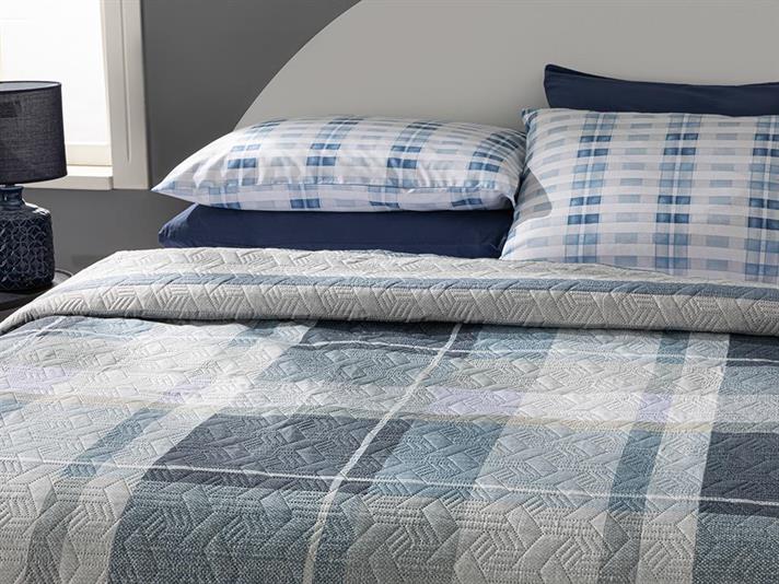 Cuvertură pat, pentru o persoană, Chill Plaid, poliester, 160x220 cm, bleu