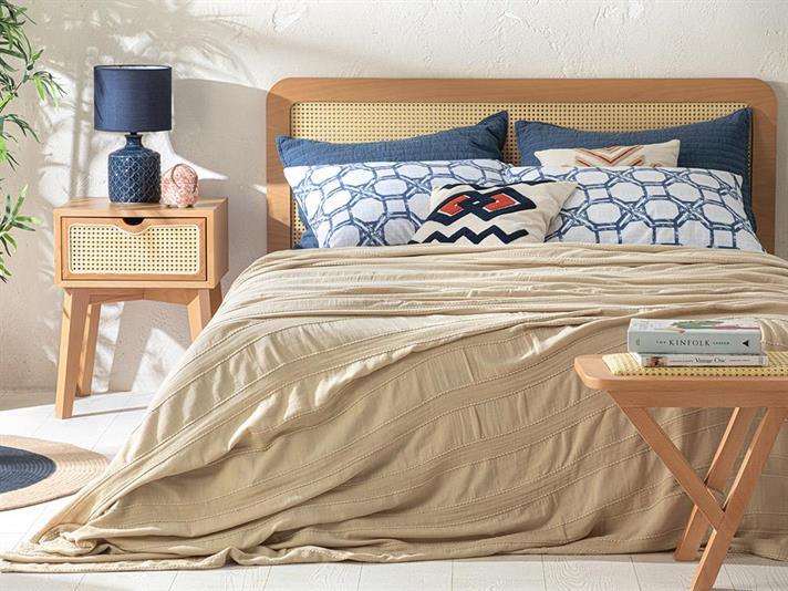 Cuvertură pat, pentru o persoană, Essence, bumbac, 160x240 cm, Bej