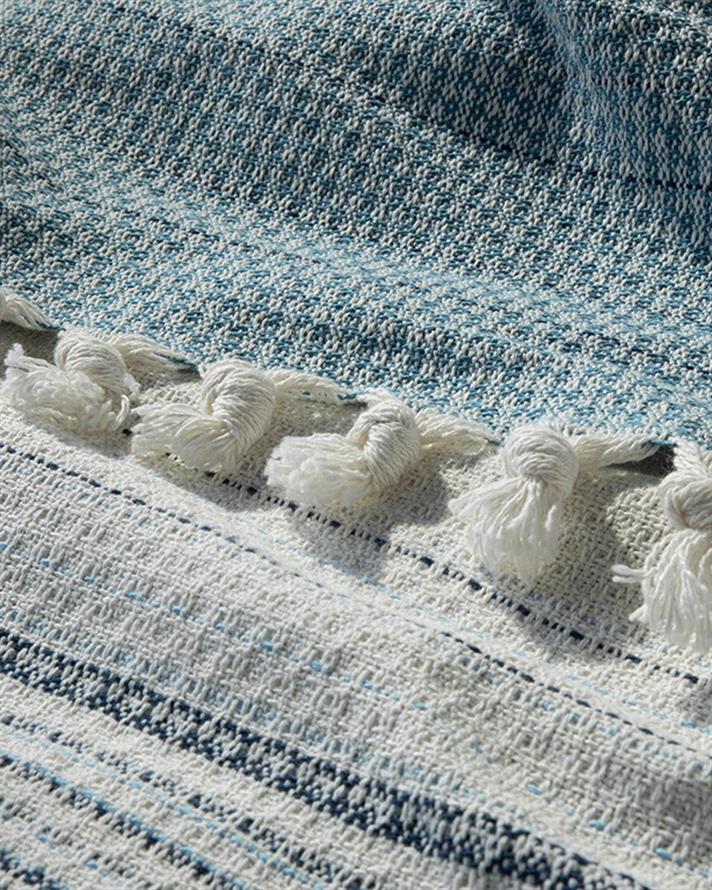 Cuvertură pat, pentru o persoană, Stravage, bumbac-acril, 160x240 cm, bleu