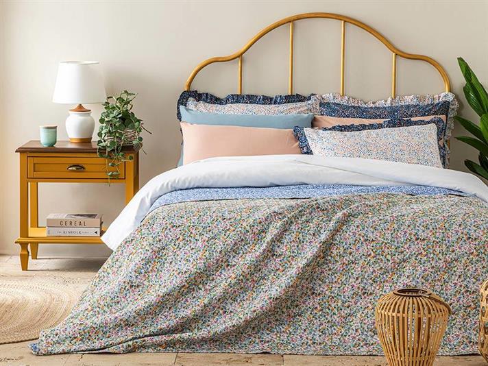 Cuvertura pat reversibila King size, Deep Joy, poliester, 240x220 cm, bleu