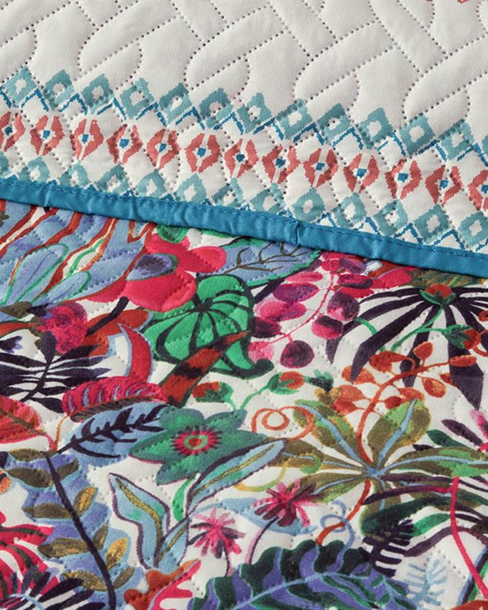 Cuvertura pat reversibila King Size, Flower Frenzy, poliester, 240x220 cm, violet