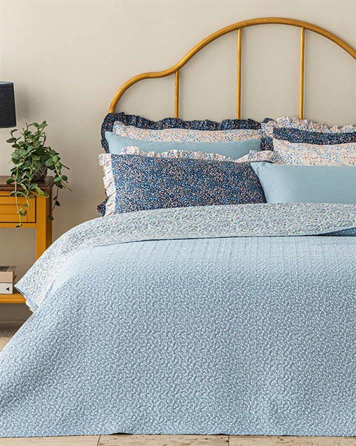 Cuvertura pat reversibila King Size, Sky Garden, poliester, 240x220 Cm, Bleu