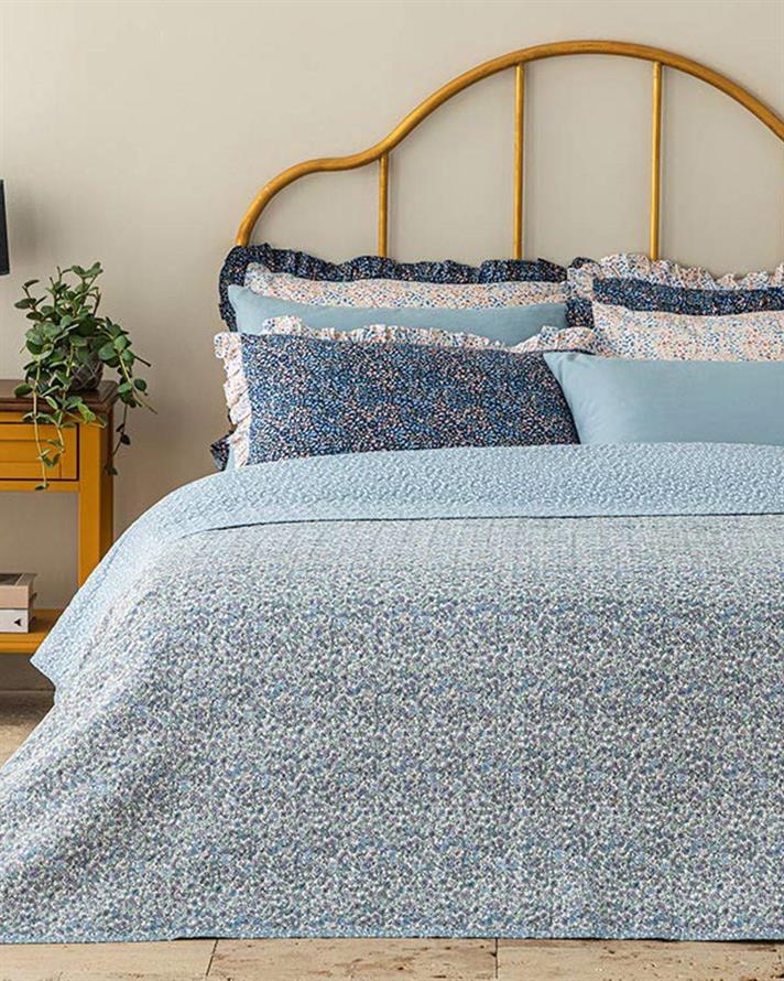 Cuvertura pat reversibila King Size, Sky Garden, poliester, 240x220 Cm, Bleu