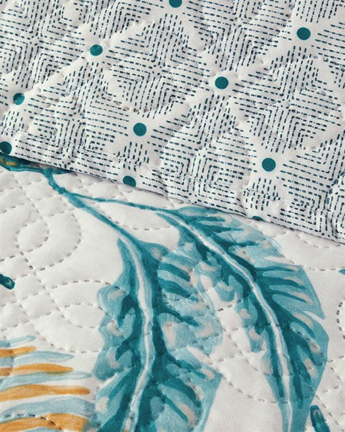 Cuvertura pat reversibila King Size, Tropical Breeze, poliester, 240x220 cm, verde